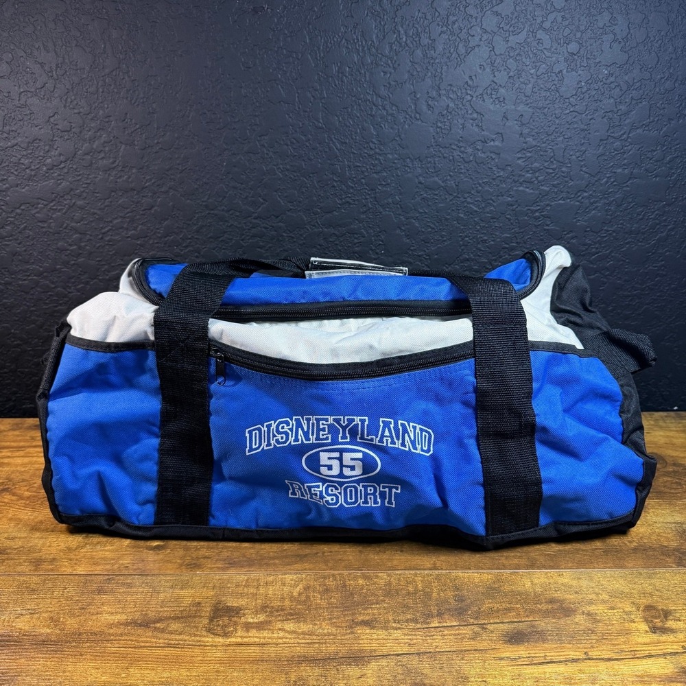 Disney Disneyland Resort 55 Blue White Canvas Duffle‎ Bag Travel Luggage Large